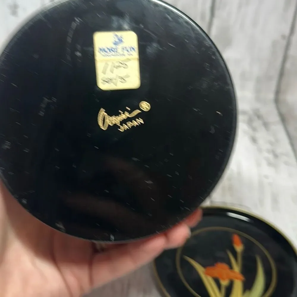 Vintage Otagiri Japan Black Lacquer Coaster Set of 3‎ with Box